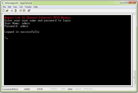16 Channel Ethernet GPIO Module HyperTerminal2