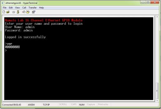 16 Channel Ethernet GPIO Module HyperTerminal3