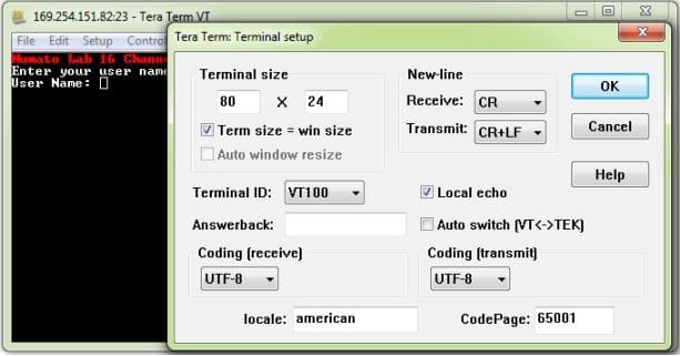 16 Channel Ethernet GPIO Module Tera Term Terminal Setup