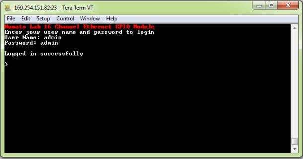 16 Channel Ethernet GPIO Module Teraterm - VT