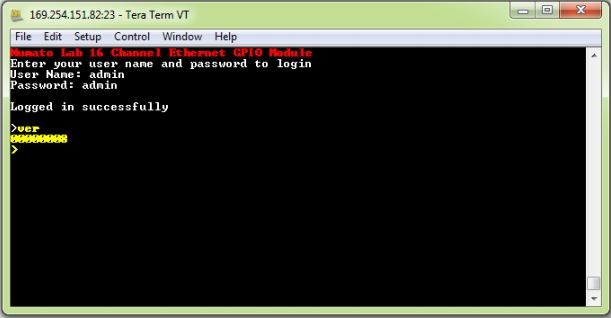 16 Channel Ethernet GPIO Module Teraterm - VT1